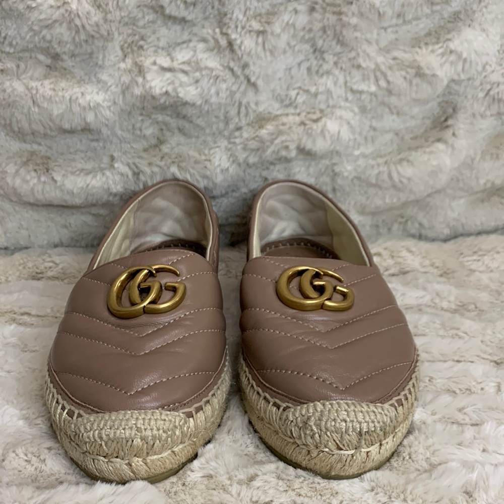 Gucci matelasse GG Marmont espadrille leather nude size 36.5